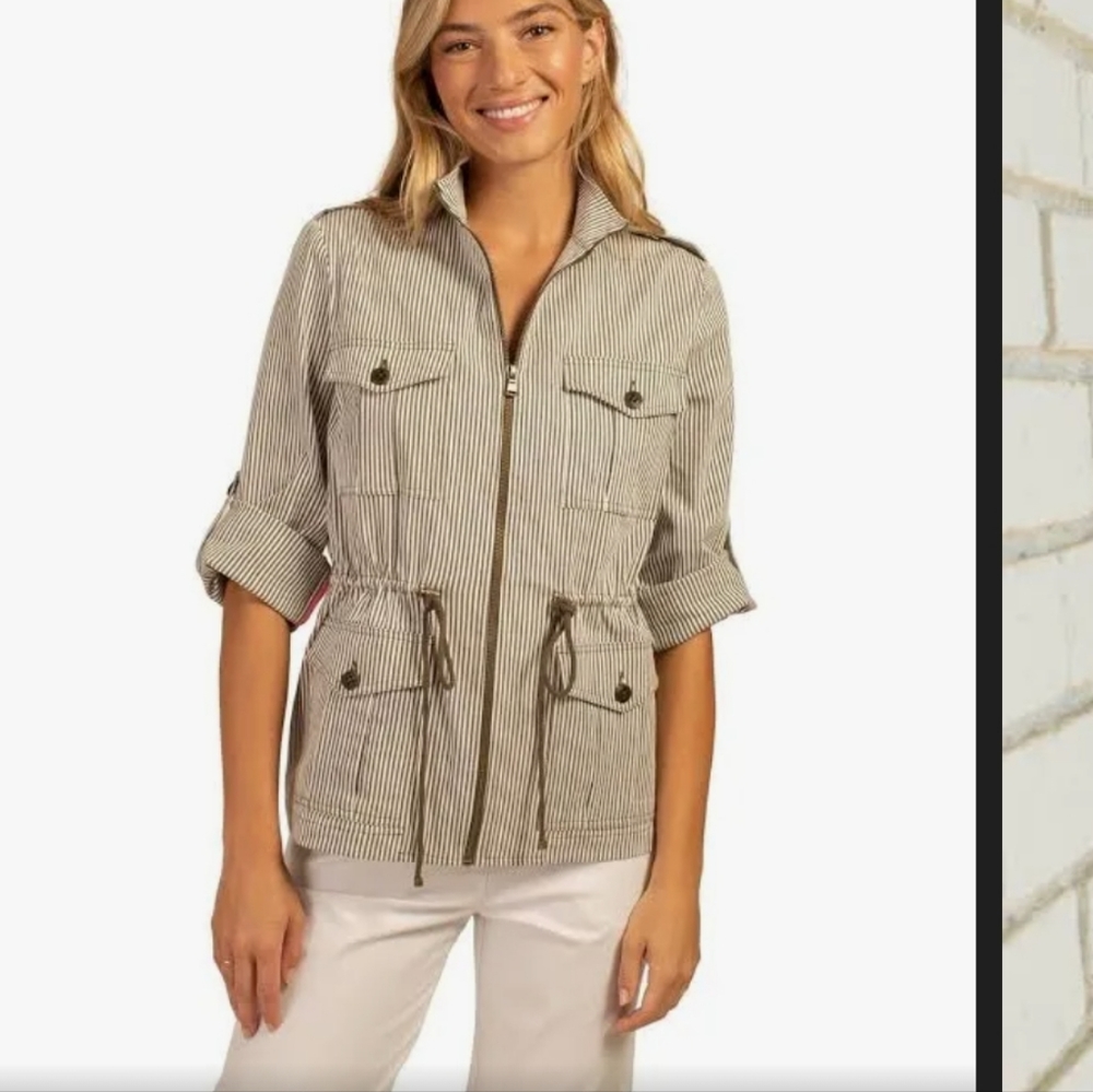 Trina Turk BOUYANT stripe utility jacket. Sz. Small